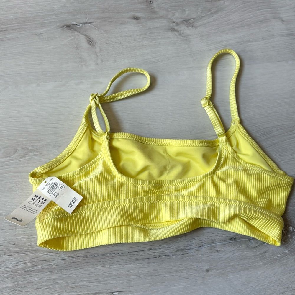 Aerie Shine‎ Rib Straight Scoop Bikini Top Large Yellow NWT - Picture 5 of 6